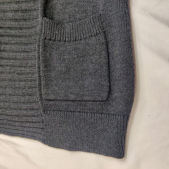 Haute Hippie 100% Merino Wool Longline Charcoal Gray Knit Open Cardigan XS/S - Picture 4 of 9